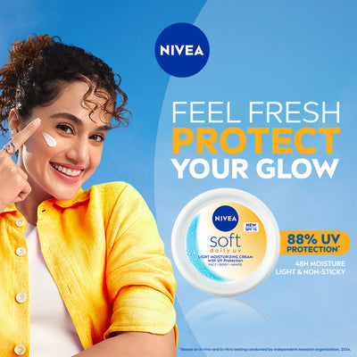 NIVEA Soft Face Moisturizer Daily UV Light Moisurising Day cream with SPF 15