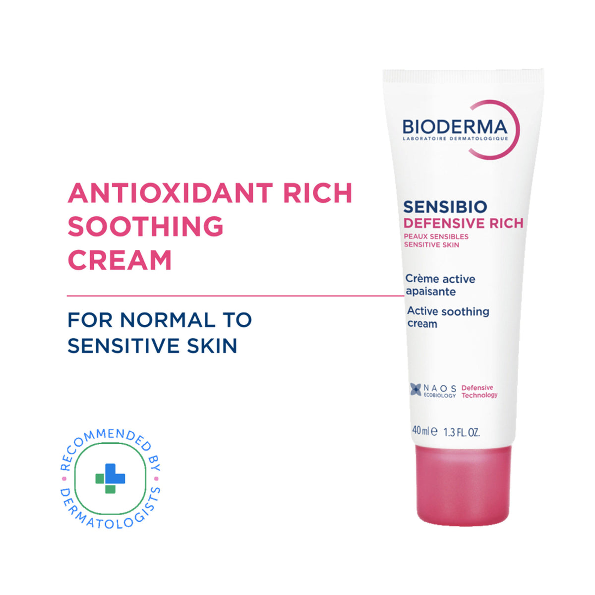 Bioderma Sensibio Defensive Rich Soothing 12hr Moisturizer With Vitamin E - Sensitive Skin