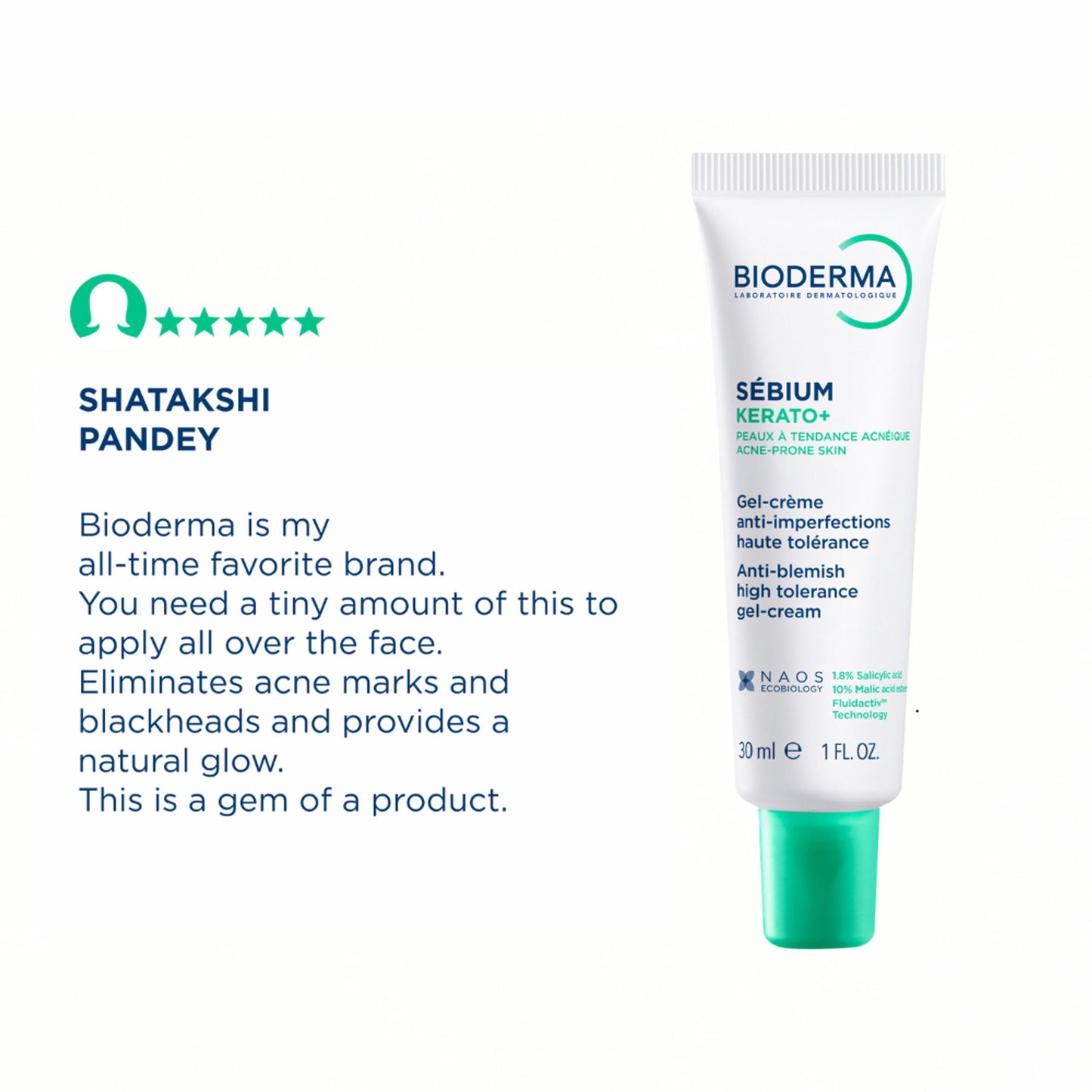 Bioderma Anti-Blemish Gel Cream - Sebium Kerato+ Spot Corrector - Eliminates Pimples & Blackheads