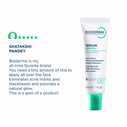Bioderma Anti-Blemish Gel Cream - Sebium Kerato+ Spot Corrector - Eliminates Pimples & Blackheads