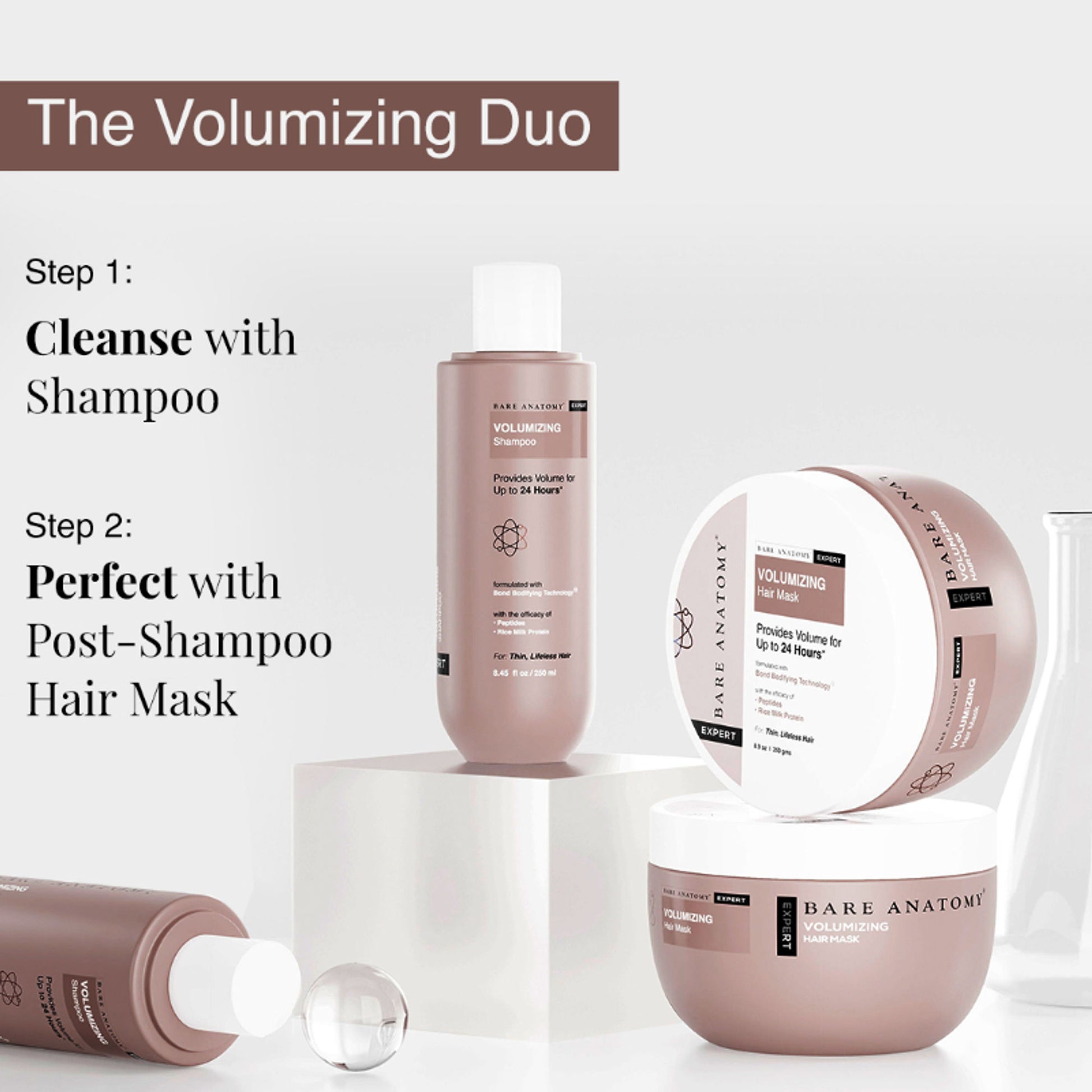 Bare Anatomy Volumizing Shampoo with Peptides & Rich Milk Protein for Thin & Flat Hair