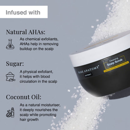 Bare Anatomy Scalp Scrub with Natural AHAs, Coconut & Sugar Get Up To 99% Dandruff Reduction