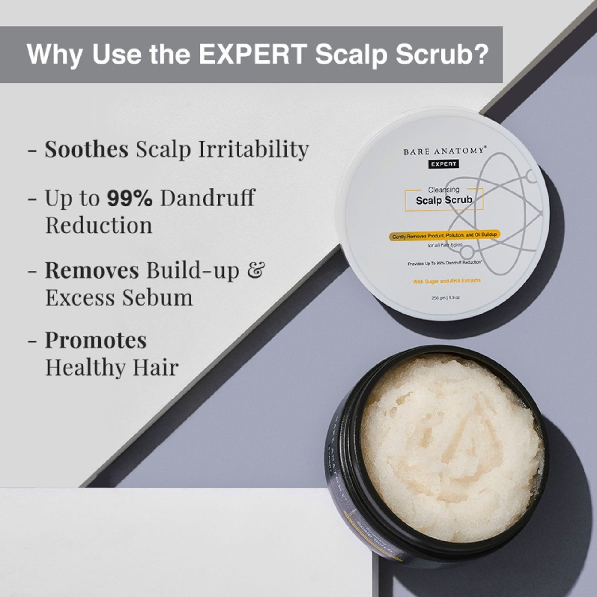 Bare Anatomy Scalp Scrub with Natural AHAs, Coconut & Sugar Get Up To 99% Dandruff Reduction