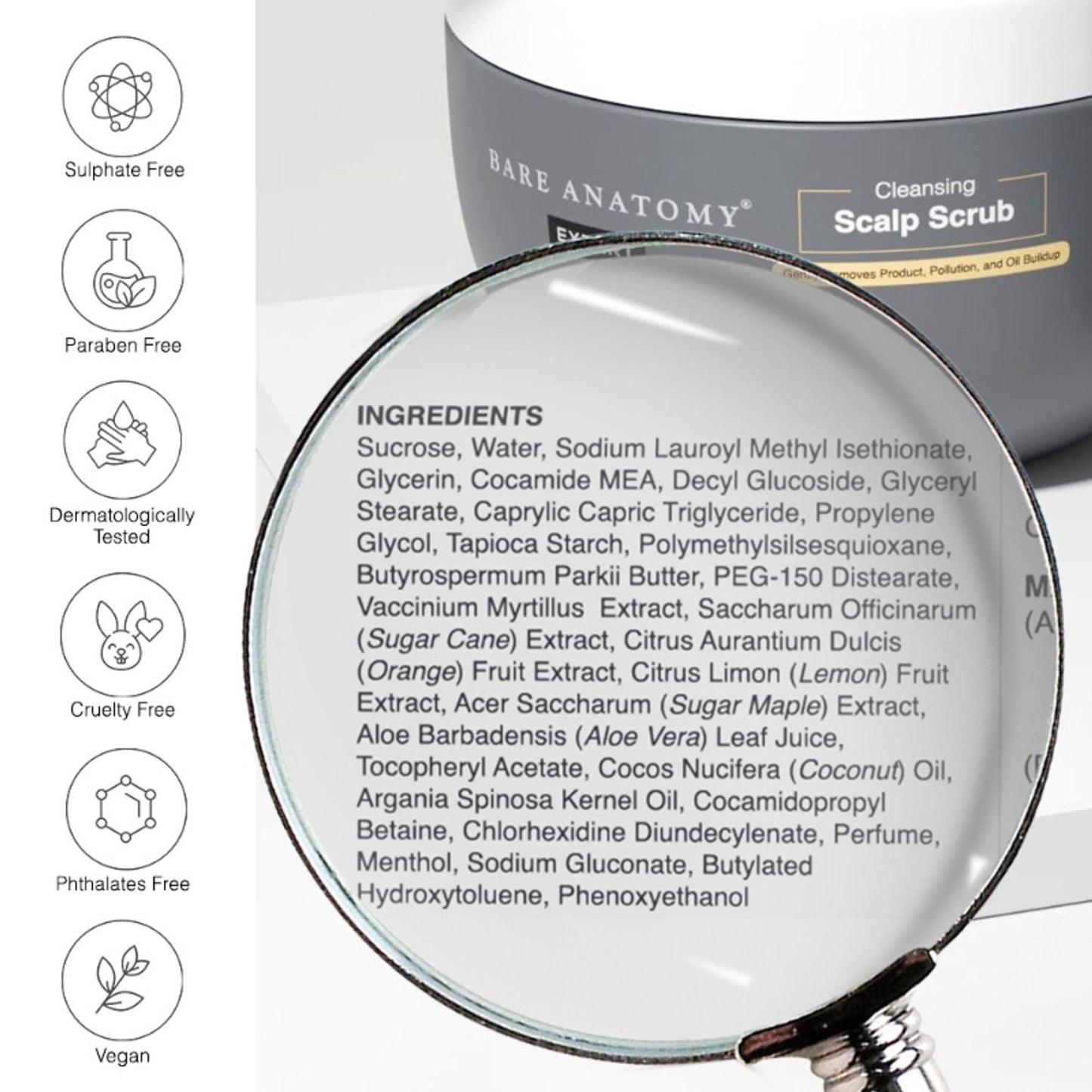 Bare Anatomy Scalp Scrub with Natural AHAs, Coconut & Sugar Get Up To 99% Dandruff Reduction