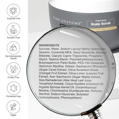 Bare Anatomy Scalp Scrub with Natural AHAs, Coconut & Sugar Get Up To 99% Dandruff Reduction