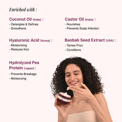 Bare Anatomy Curl Enhancing Hair Mask Coconut Oil & Castor Oil Hair Mask for Dry & Frizzy Hair