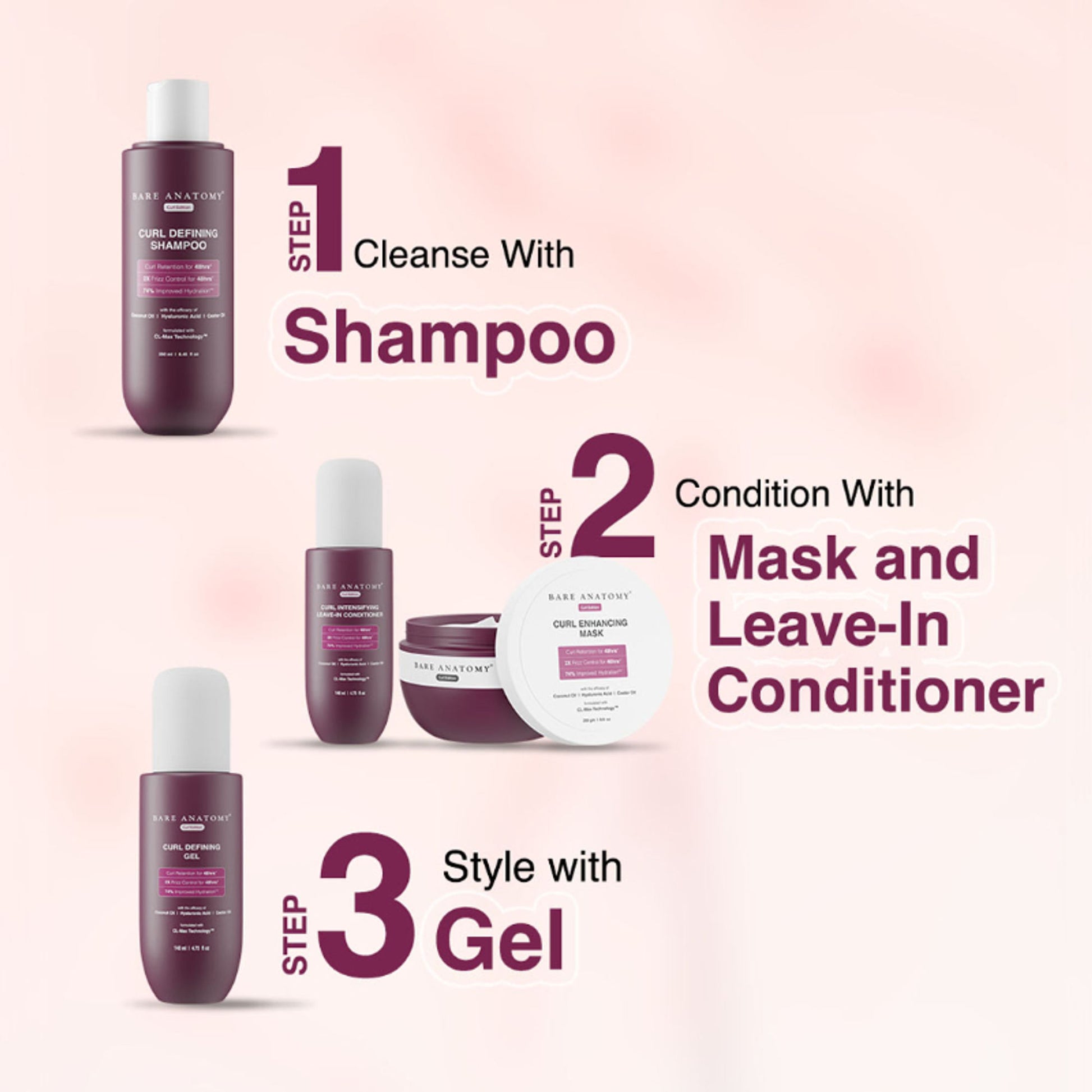 Bare Anatomy Curl Enhancing Hair Mask Coconut Oil & Castor Oil Hair Mask for Dry & Frizzy Hair