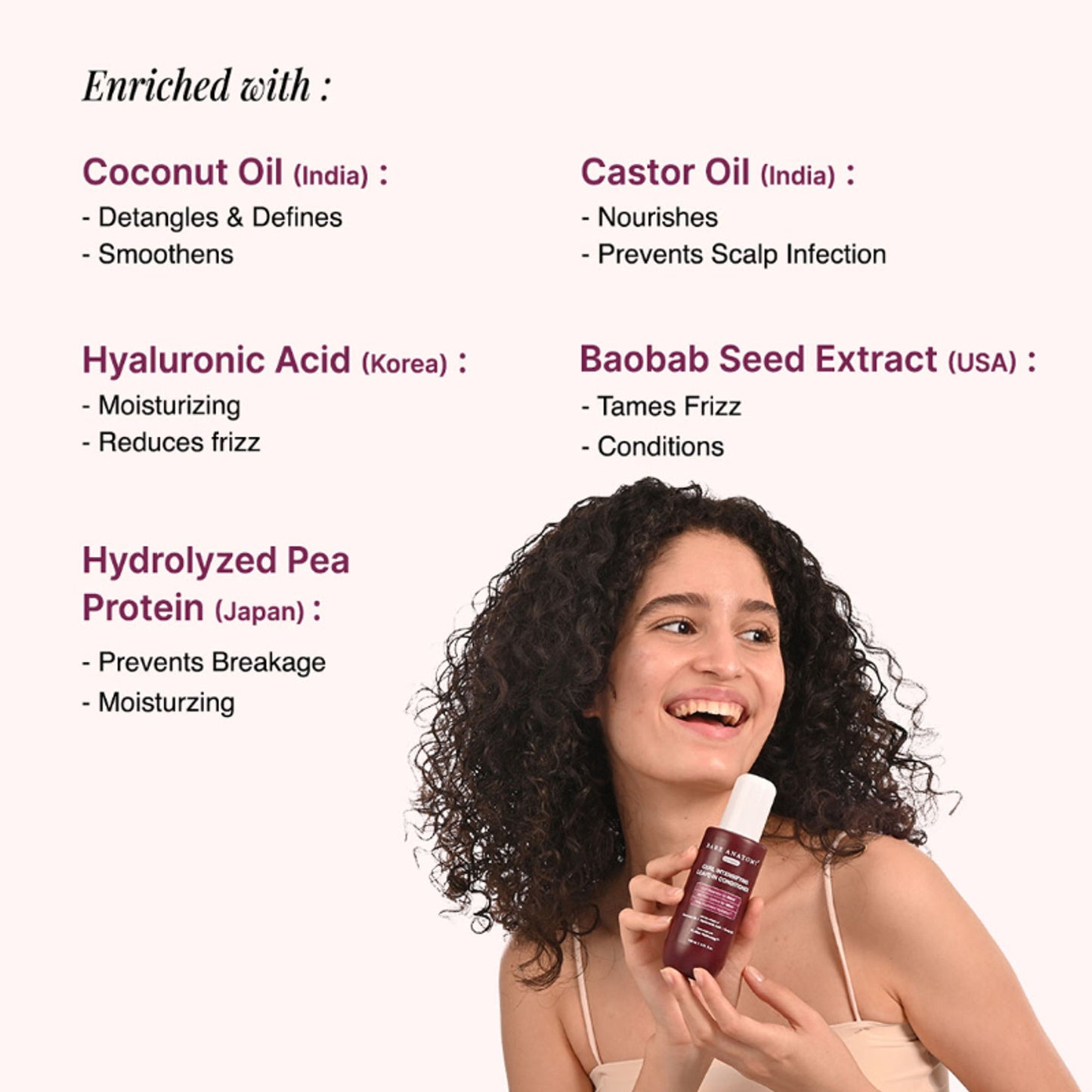 Bare Anatomy Curl Intensifying Leave-In Conditioner With Coconut Oil- Hyaluronic Acid & Castor Oil