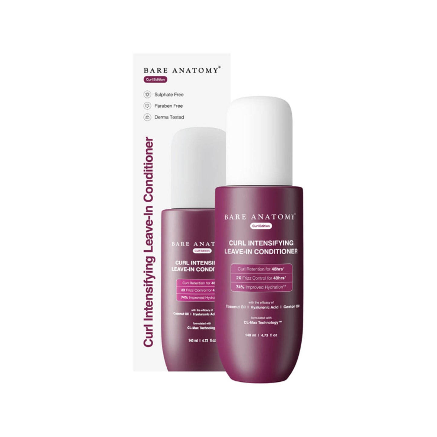 Bare Anatomy Curl Intensifying Leave-In Conditioner With Coconut Oil- Hyaluronic Acid & Castor Oil