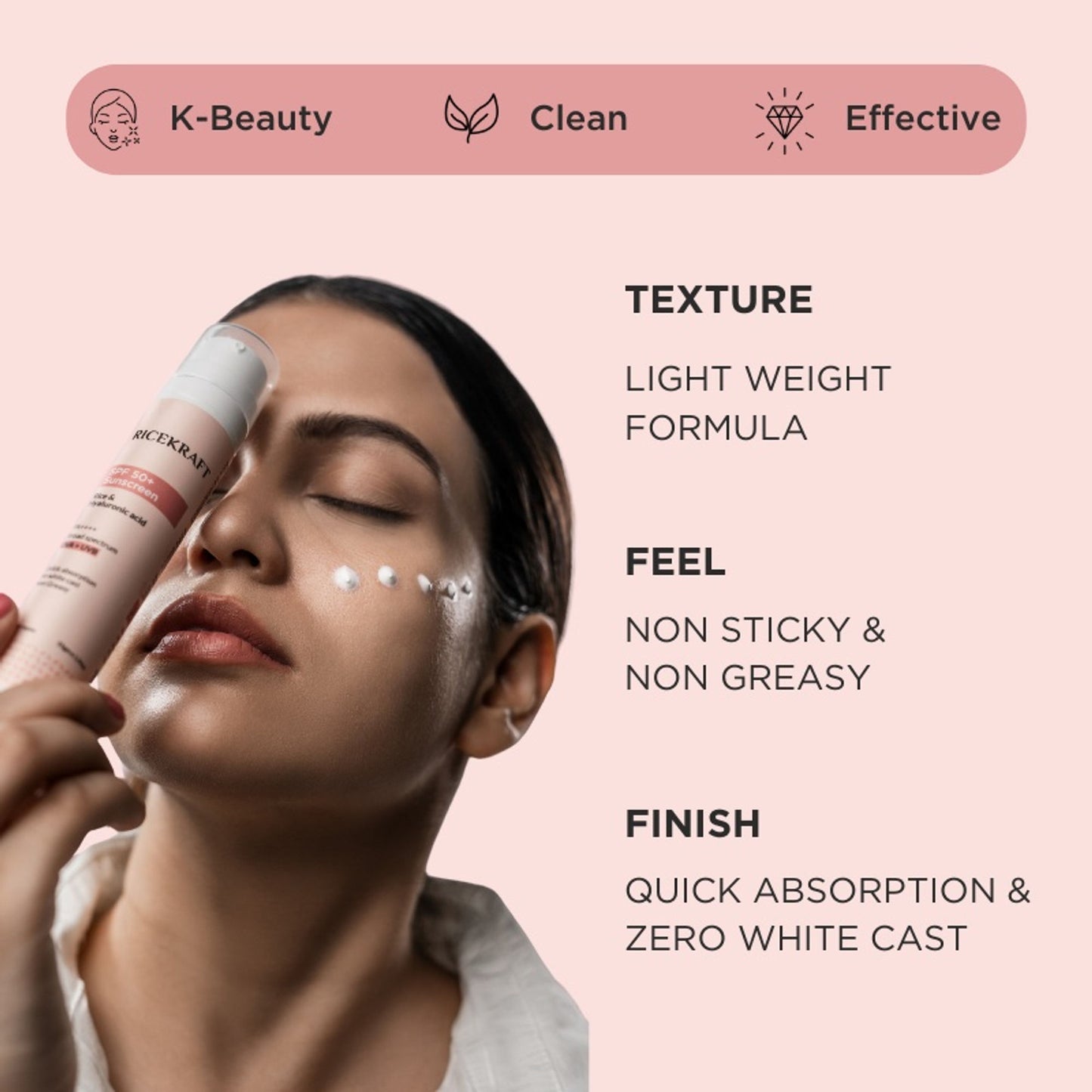 Ricekraft Spf 50+ Korean Sunscreen With Rice And Hyaluronic Acid