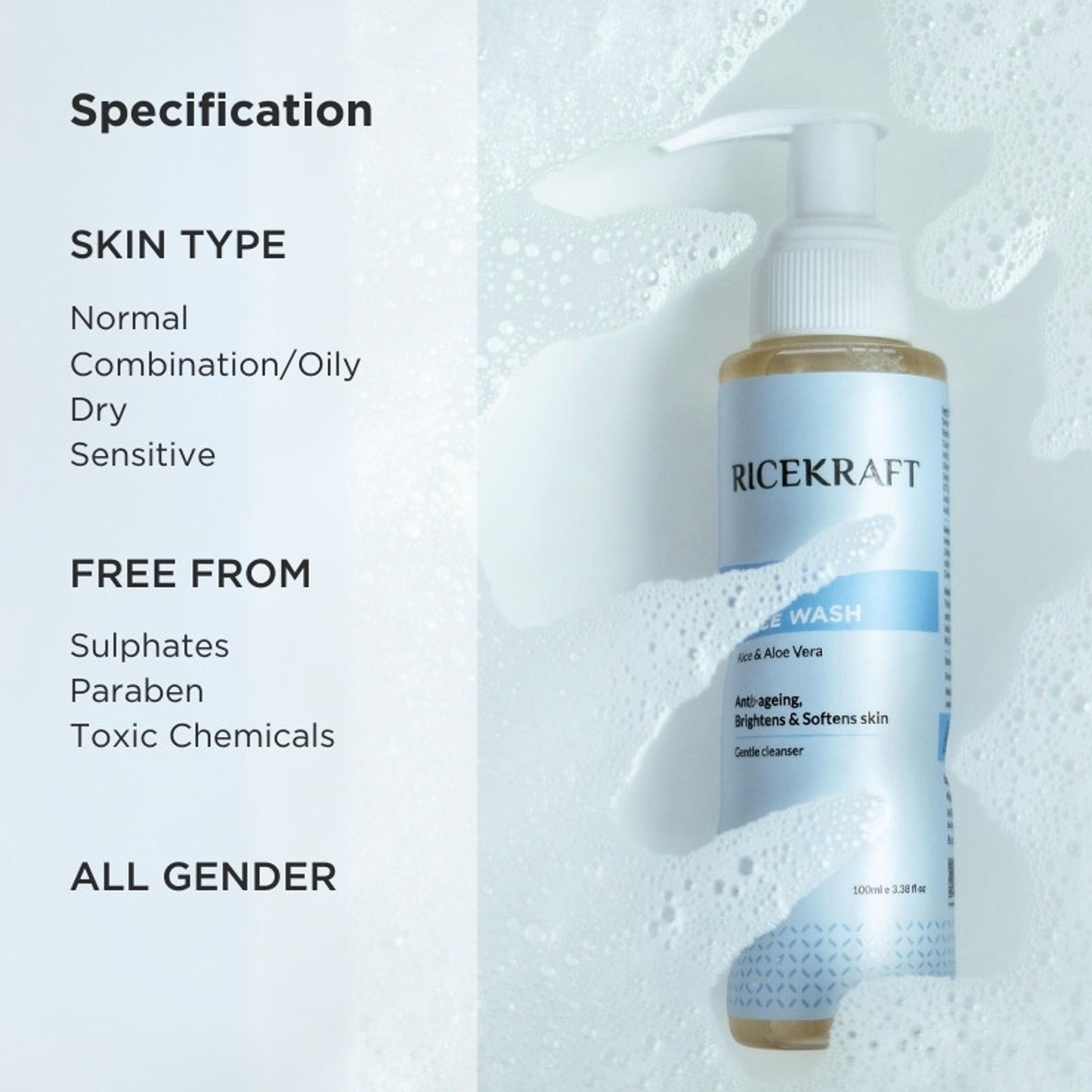 Ricekraft Rice Water Face Wash Korean Gentle Cleanser