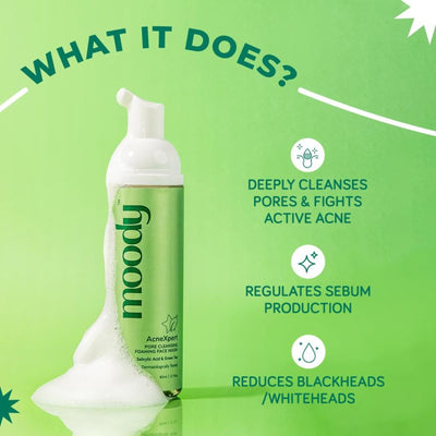 Moody Acnexpert Foaming Face Wash with Salicyclic Acid & Niacinamide For Oily & Acne Prone Skin