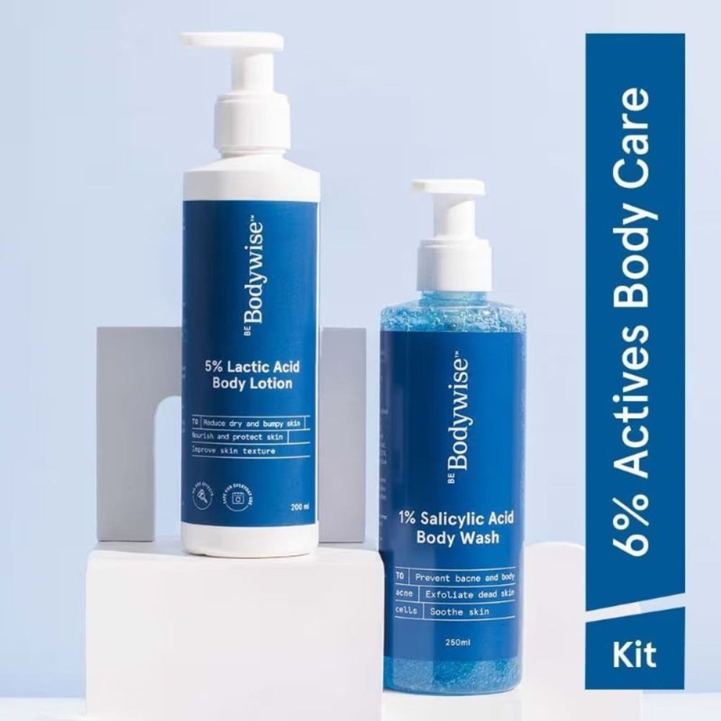 Be Bodywise 1% Salicylic Acid Body Wash + 5% Lactic Acid Body Lotion - Helps Prevent Body Acne