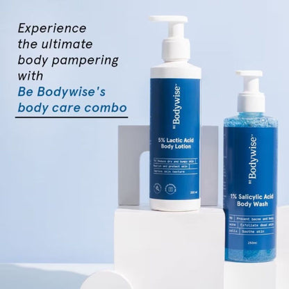 Be Bodywise 1% Salicylic Acid Body Wash + 5% Lactic Acid Body Lotion - Helps Prevent Body Acne