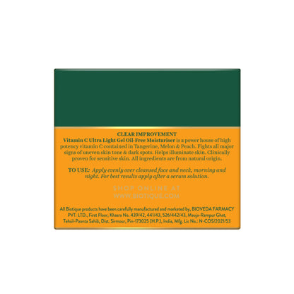 Biotique Advanced Organics Clear Improvement Vitamin C Ultra Light Gel moisturizer, oil-free and hydrating for glowing skin
