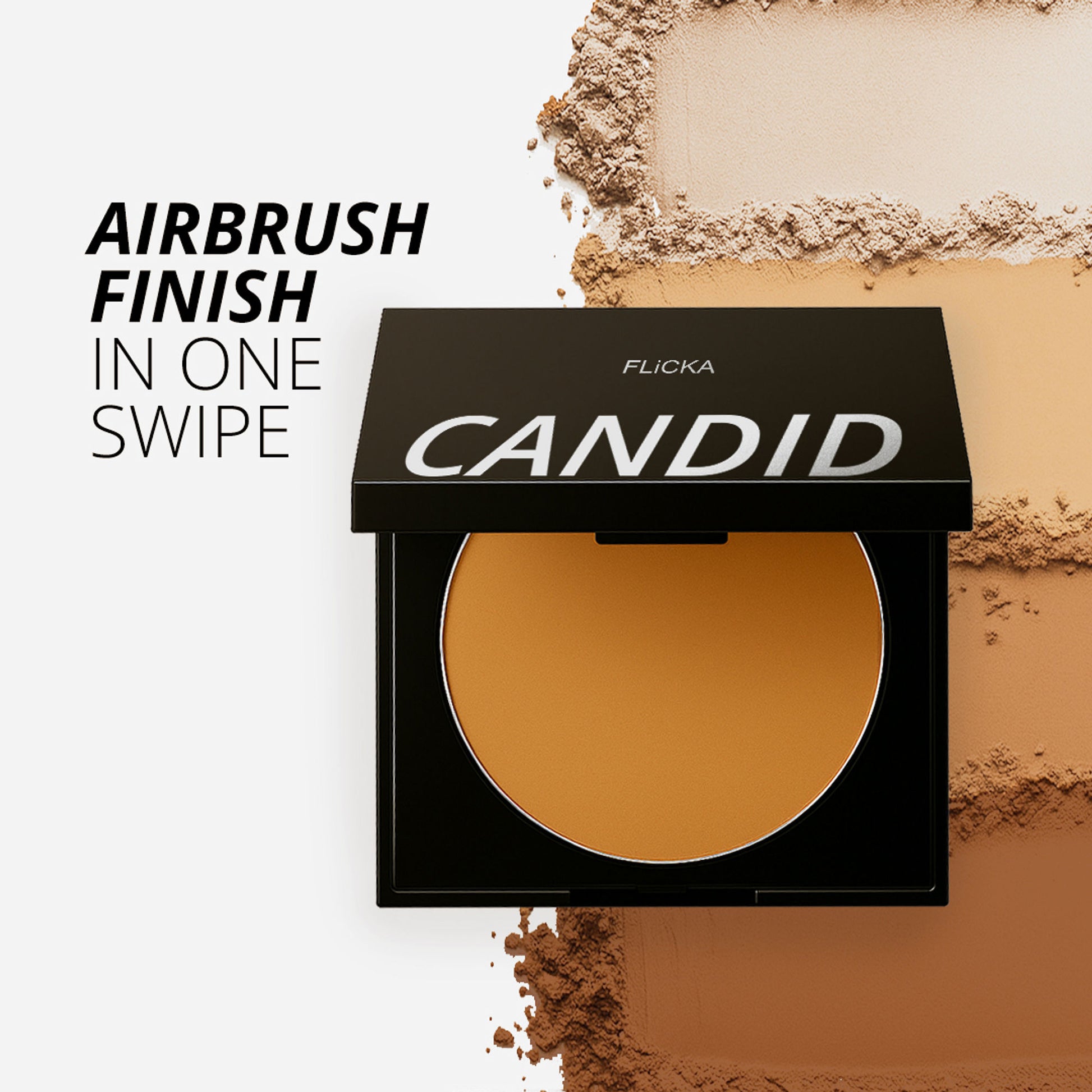 Flicka Candid Velvet Compact Powder Weightless Formula Satin Smooth Finish Perfect Blend - Beige