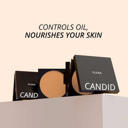 Flicka Candid Velvet Compact Powder Weightless Formula Satin Smooth Finish Perfect Blend - Beige