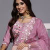 Indyancart IE Women Floral Embroidered Regular Sequinned Kurta with Trousers & Dupatta