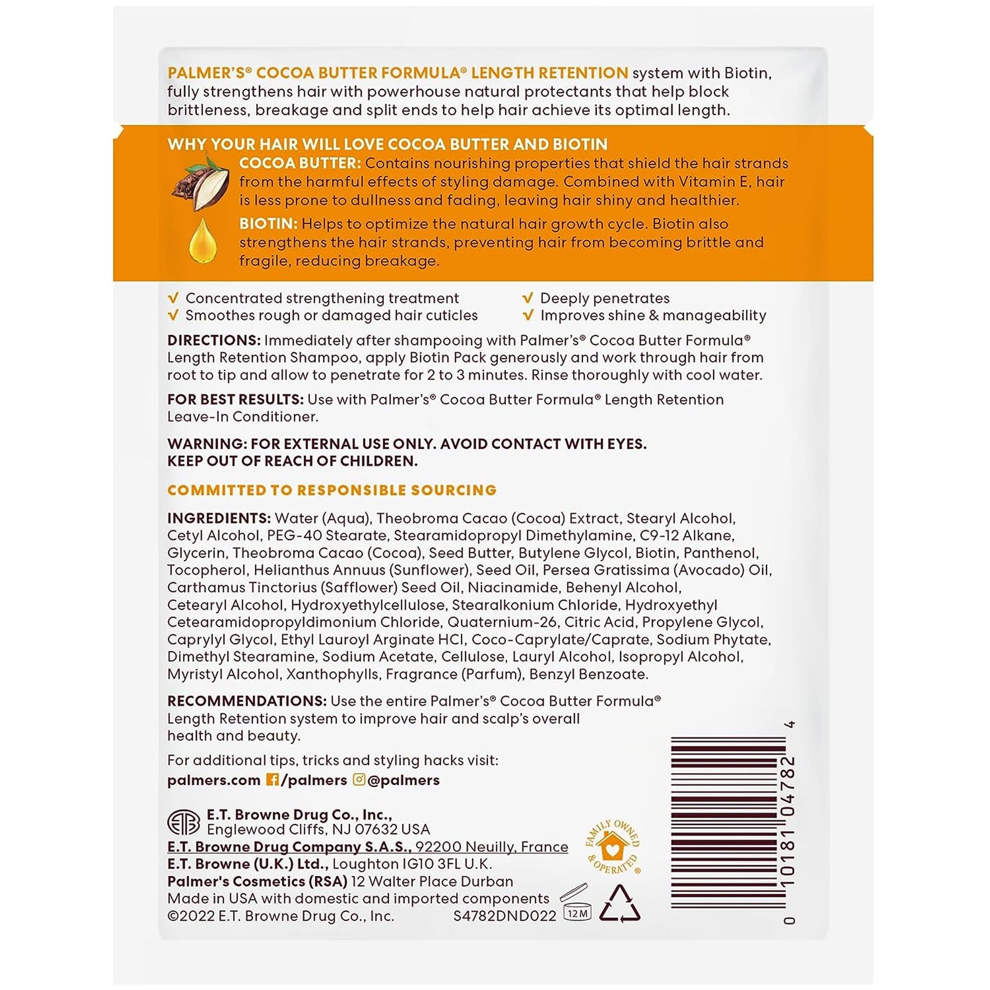 Palmer's Cocoa Butter & Biotin Conditioner Pack for Hair Length Retention, Strengthening