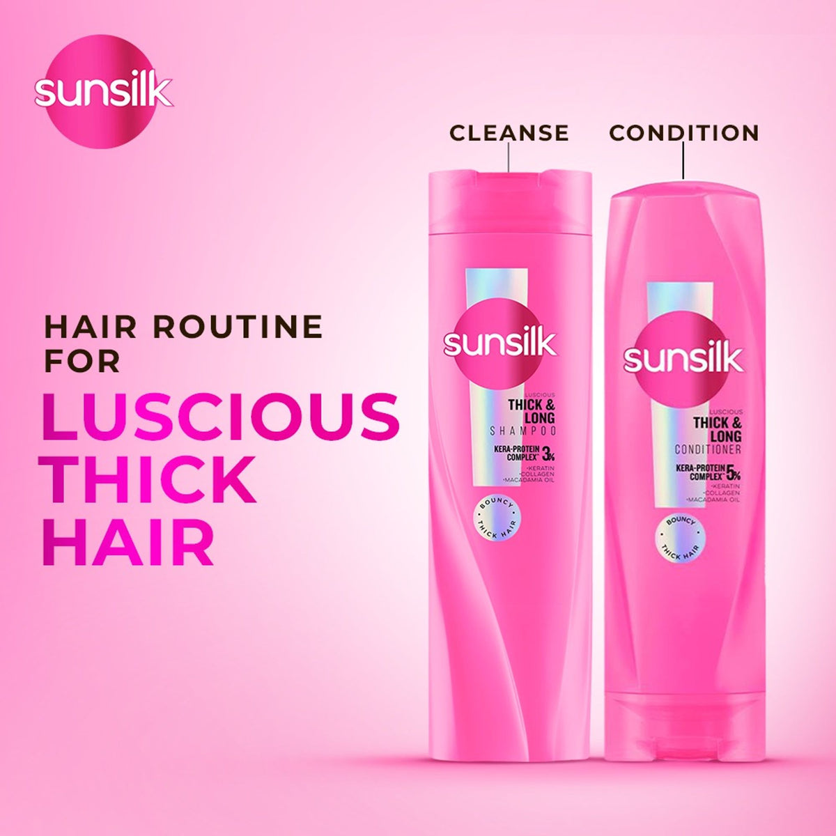 Sunsilk Lusciously Thick & Long Shampoo with Keratin Yoghurt Protein & Macademia Oil Paraben-Free