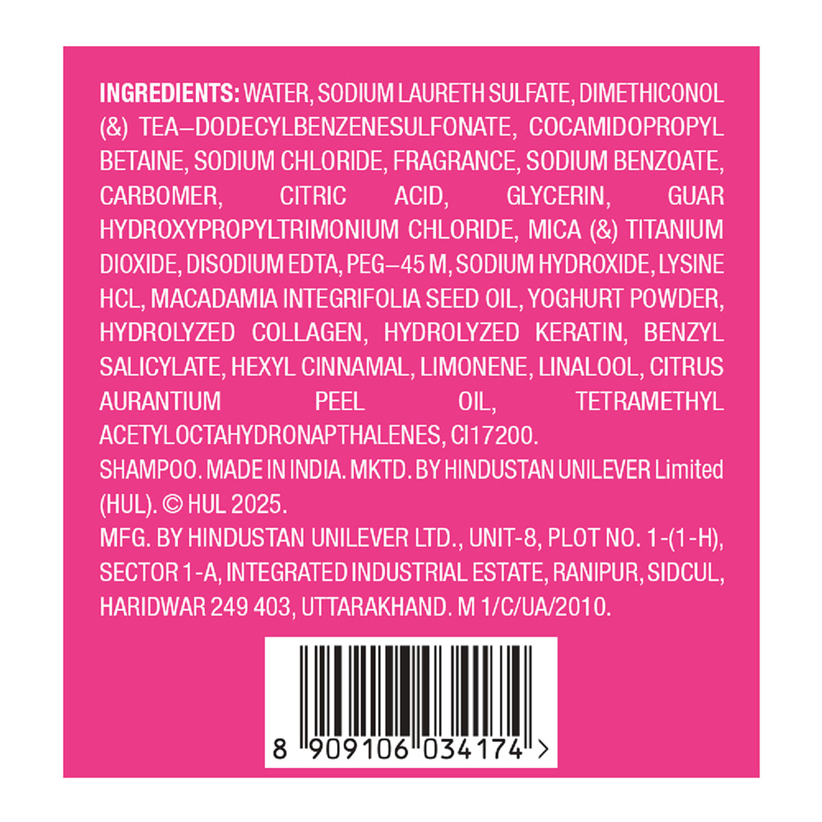 Sunsilk Lusciously Thick & Long Shampoo with Keratin Yoghurt Protein & Macademia Oil Paraben-Free