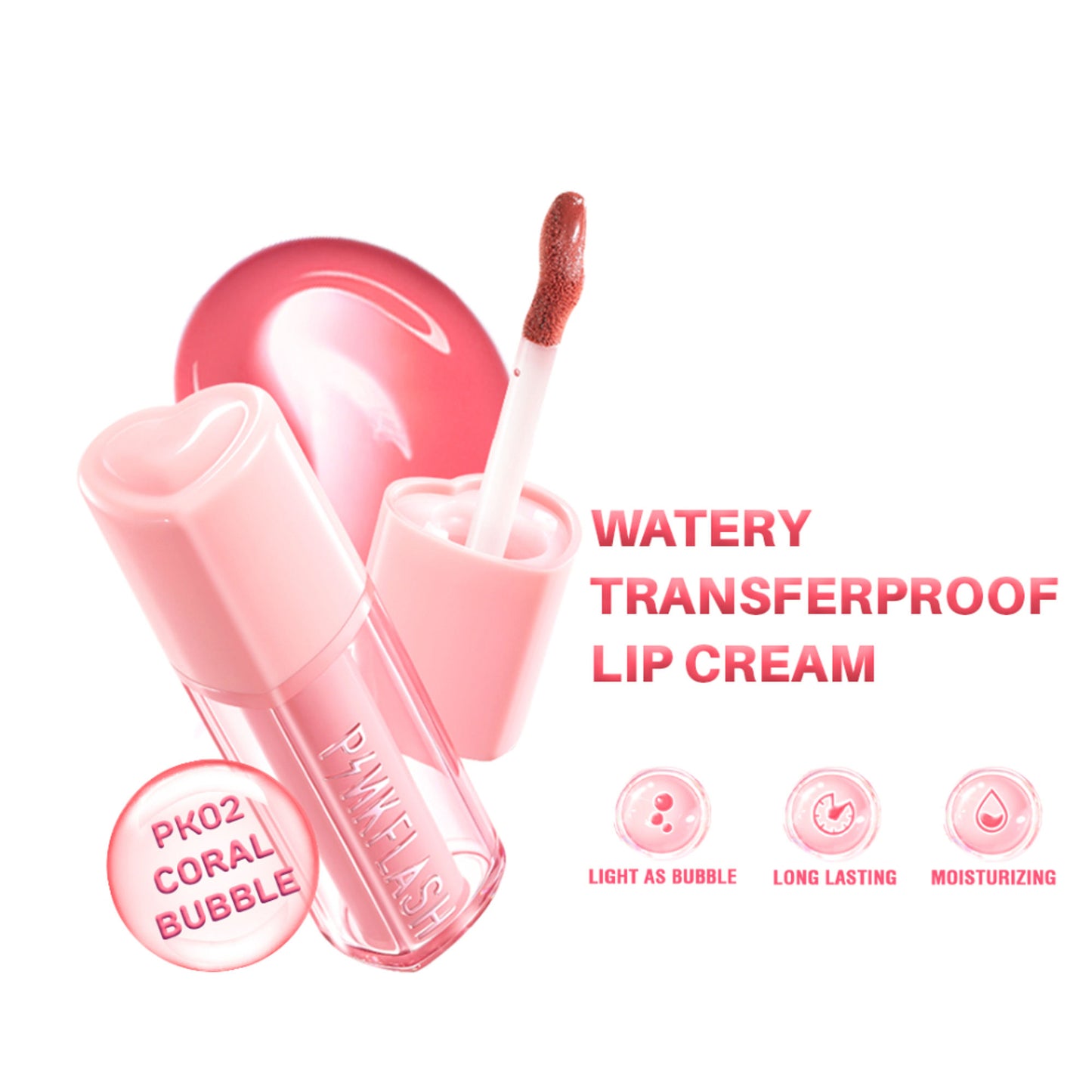 PINKFLASH Watery Transferproof Lip Tint - Pk02 Coral Bubble