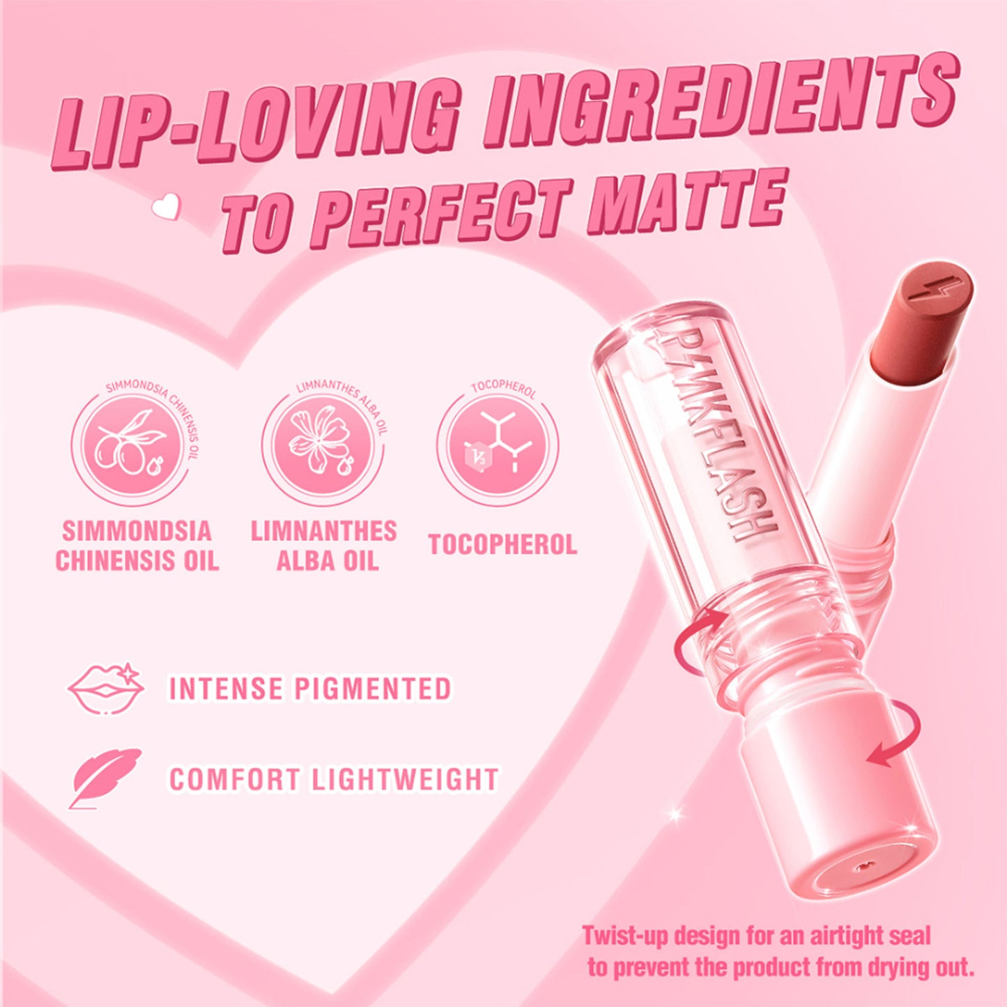 PINKFLASH Lasting Matte Lipstick - NU01 Cute Rose