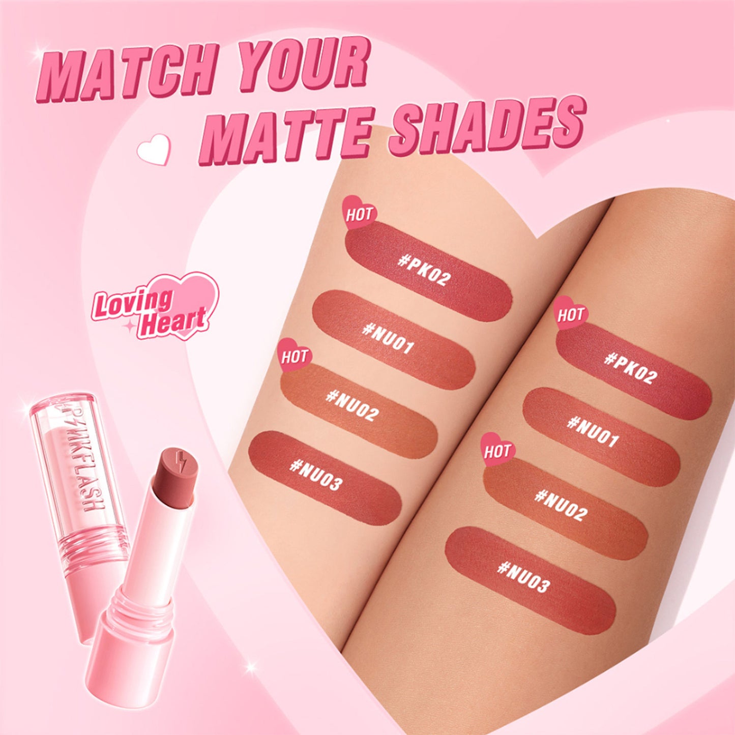 PINKFLASH Lasting Matte Lipstick - NU01 Cute Rose