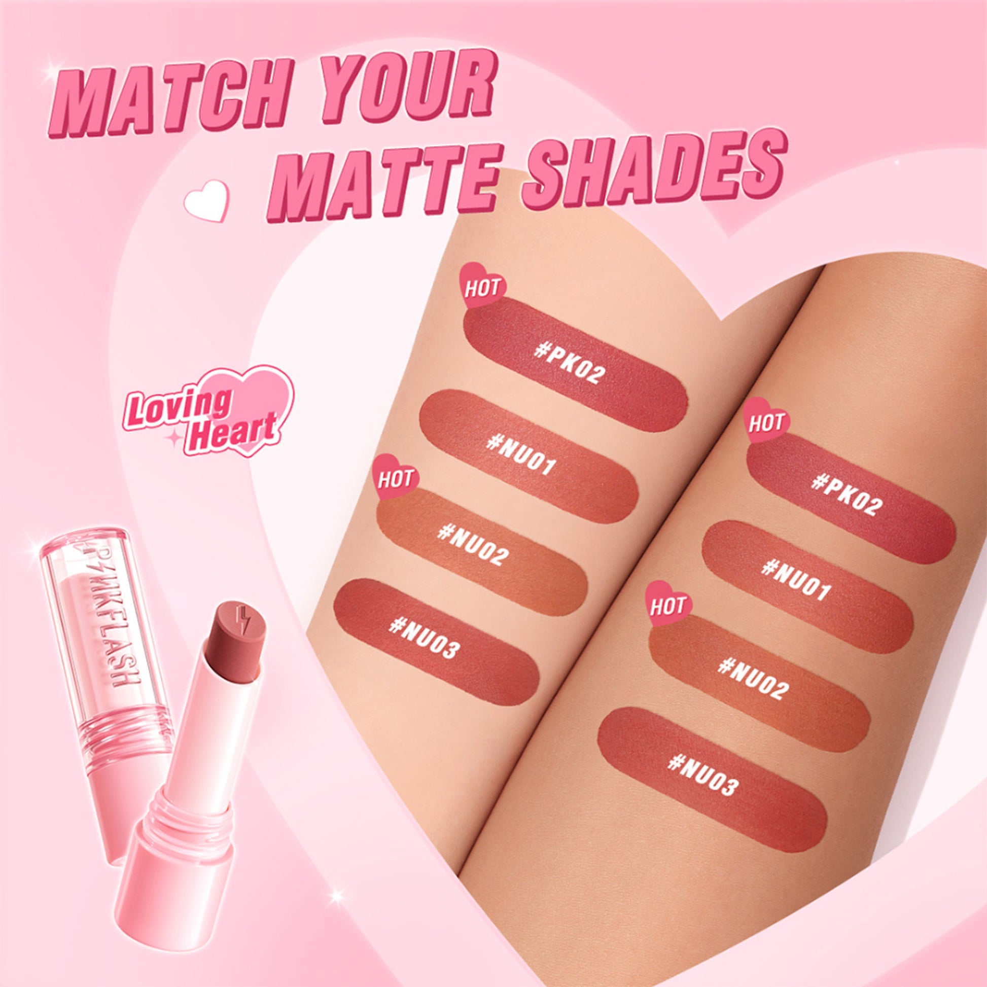 PINKFLASH Lasting Matte Lipstick - NU01 Cute Rose
