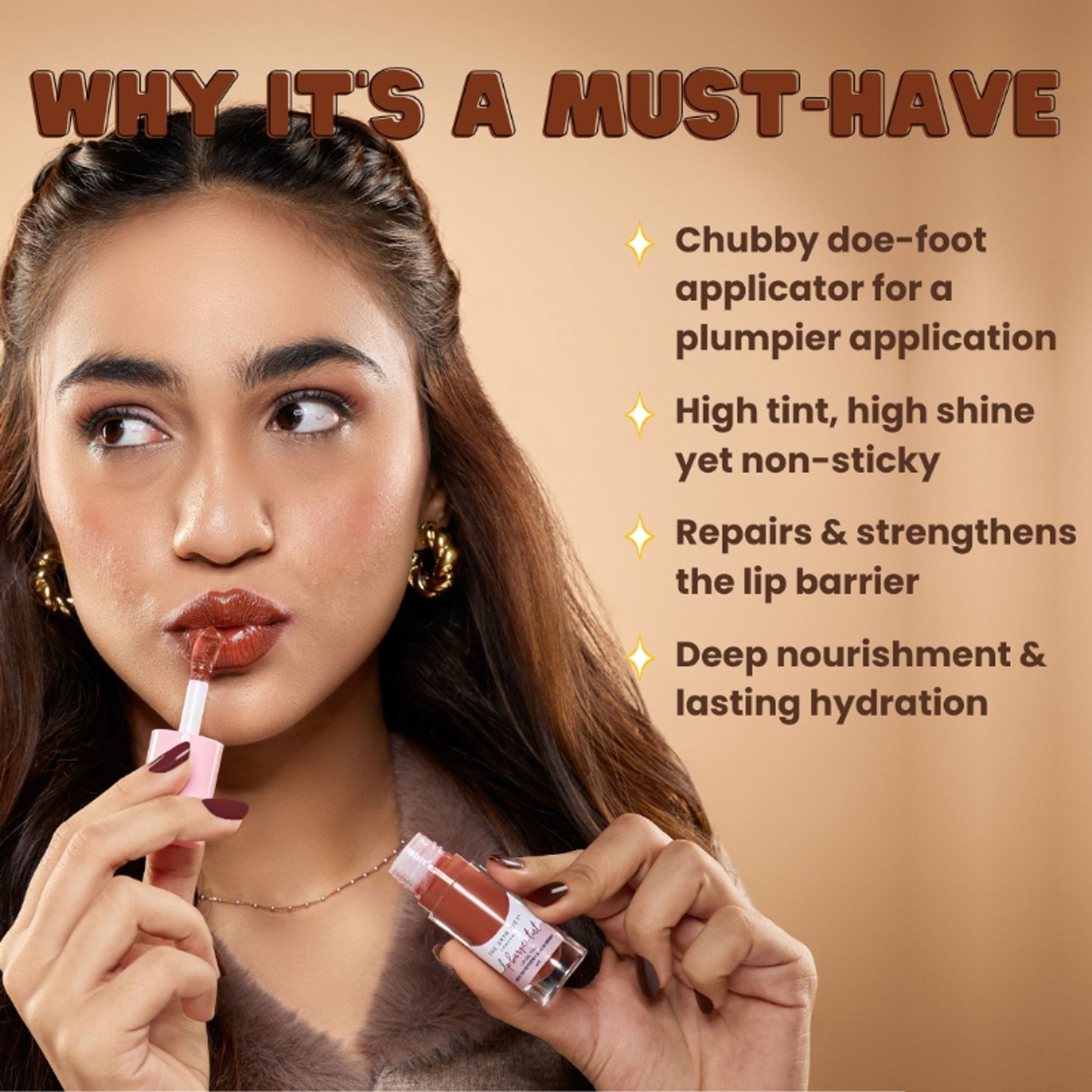 The Skin Diet Company Lip Barrier Tint To Hydrate & Plump Dry, Pigmented Lips - Fall Brown