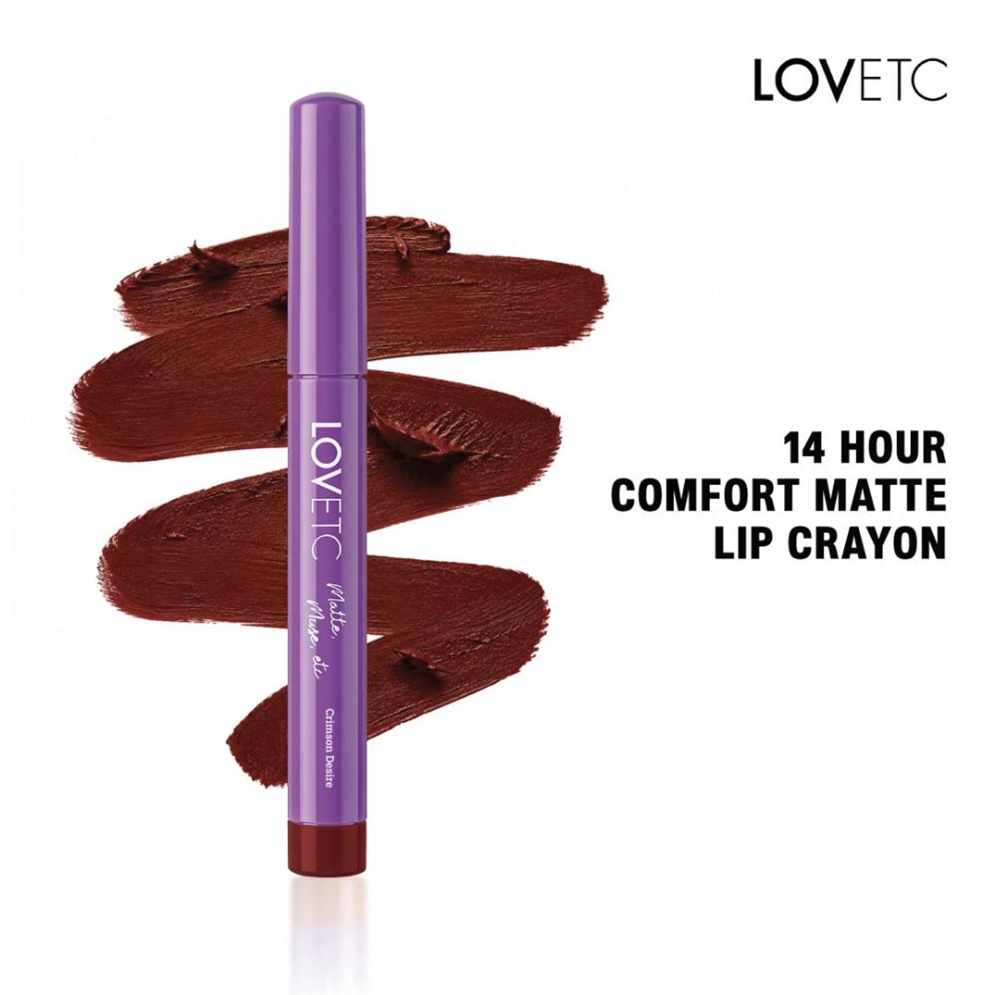 LOVETC Matte Muse Etc Smudge-Proof Crayon Lipstick - Crimson Desire