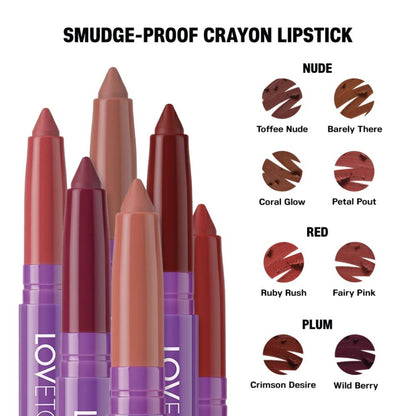LOVETC Matte Muse Etc Smudge-Proof Crayon Lipstick - Crimson Desire