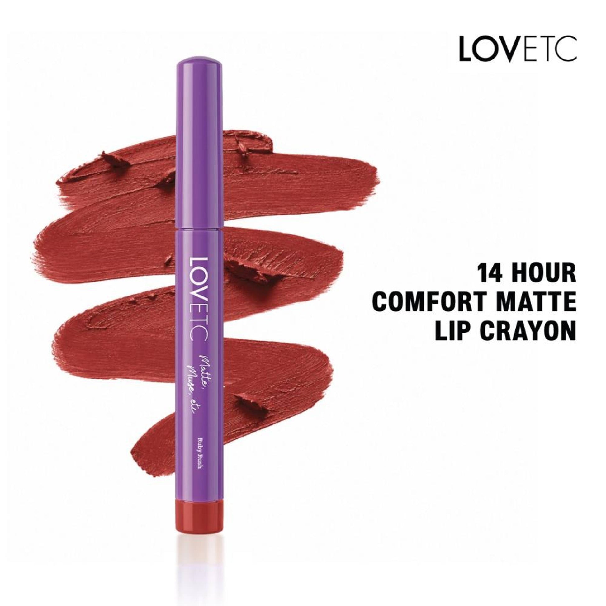 LOVETC Matte Muse Etc Smudge-Proof Crayon Lipstick - Ruby Rush