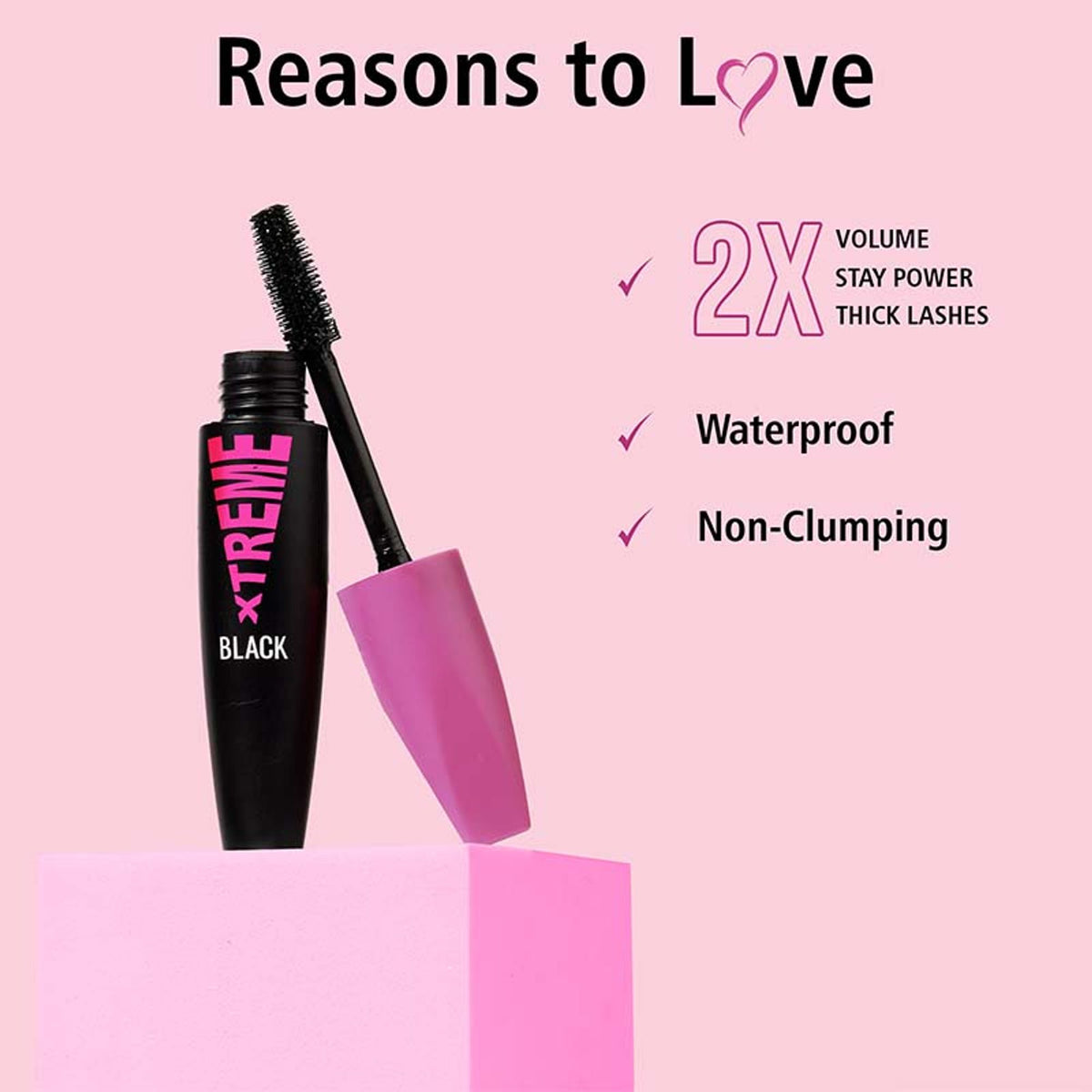 GLAM21 Xtreme Black Mascara Non-Clumping Water Proof - Black