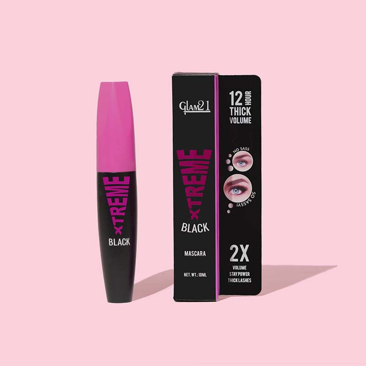 GLAM21 Xtreme Black Mascara Non-Clumping Water Proof - Black