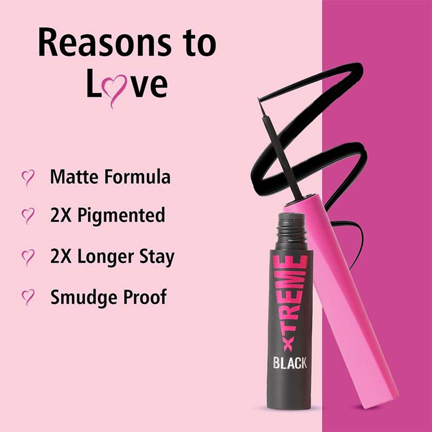 GLAM21 Xtreme Black Eyeliner Smudge Proof Matte Formula - Black