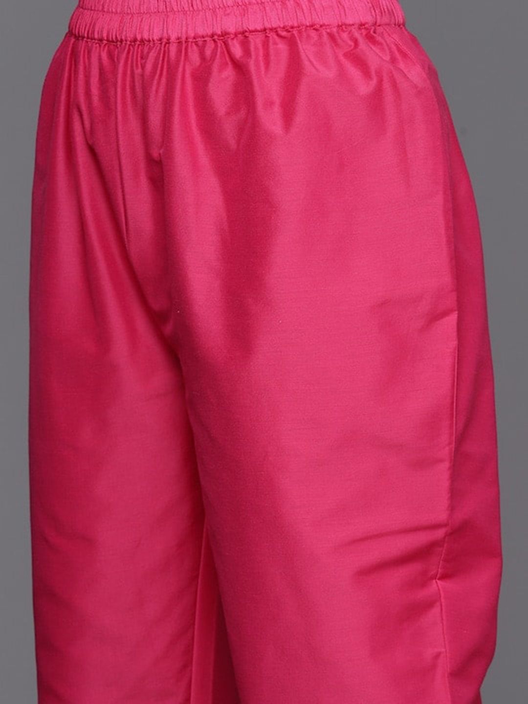 Dhiyona VA Women'sPink Leheriya Printed Thread Work Straight Kurta & Trousers & With Dupatta