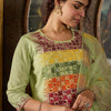 Dhiyona IE Floral Embroidered Mirror Work Straight Kurta With Trousers & Dupatta