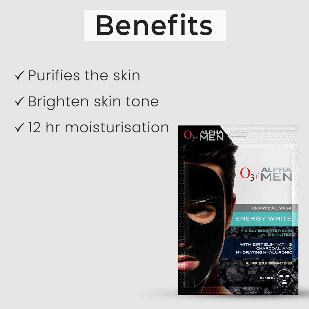 O3+ Alpha Men Energy White Charcoal Face Sheet Mask