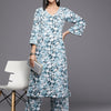 Dhiyona VA Women's Floral Printed Regular Silk Crepe Kurta with Trousers