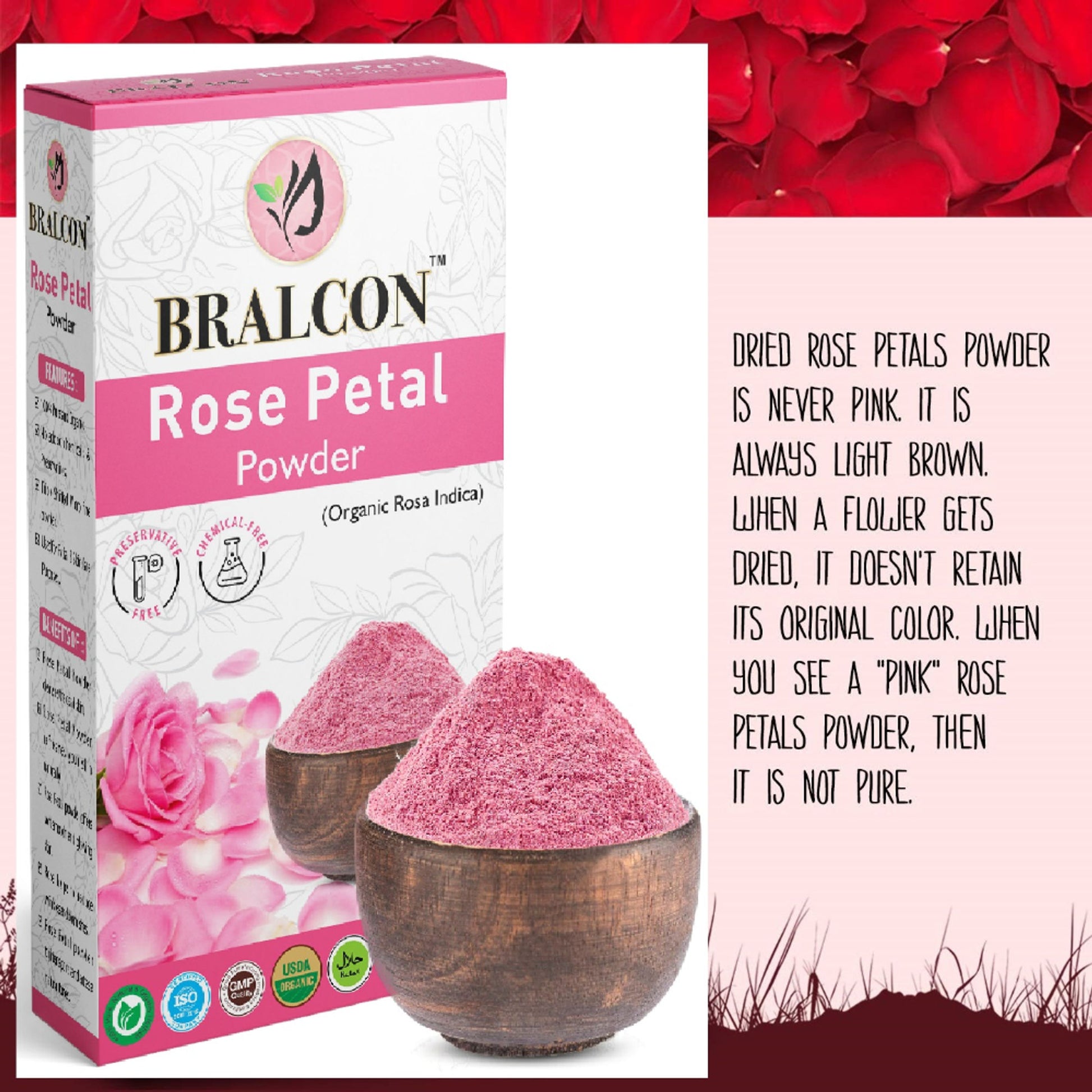 BRALCON Organic Rose Petal Powder