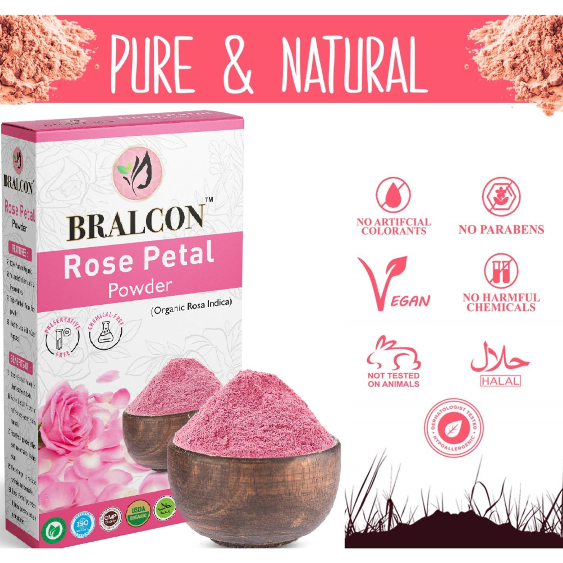 BRALCON Organic Rose Petal Powder