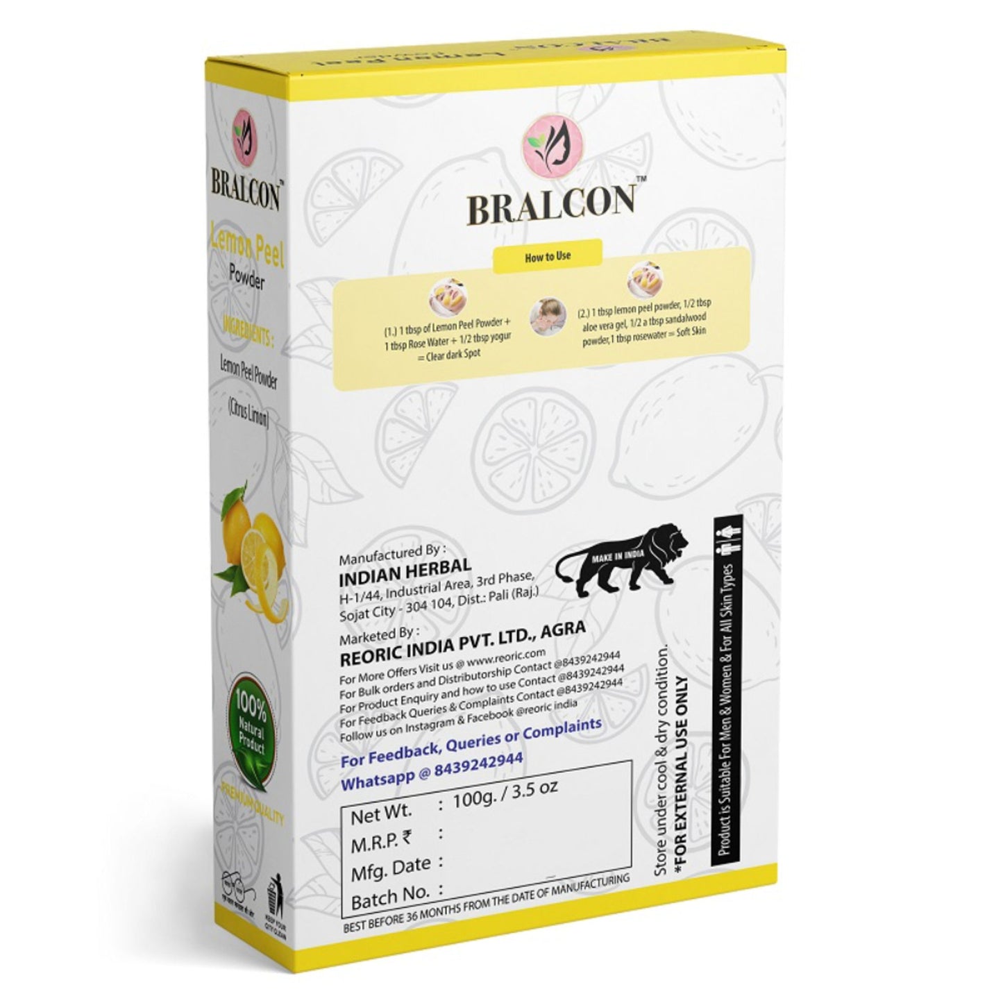 BRALCON Organic Lemon Peel Powder