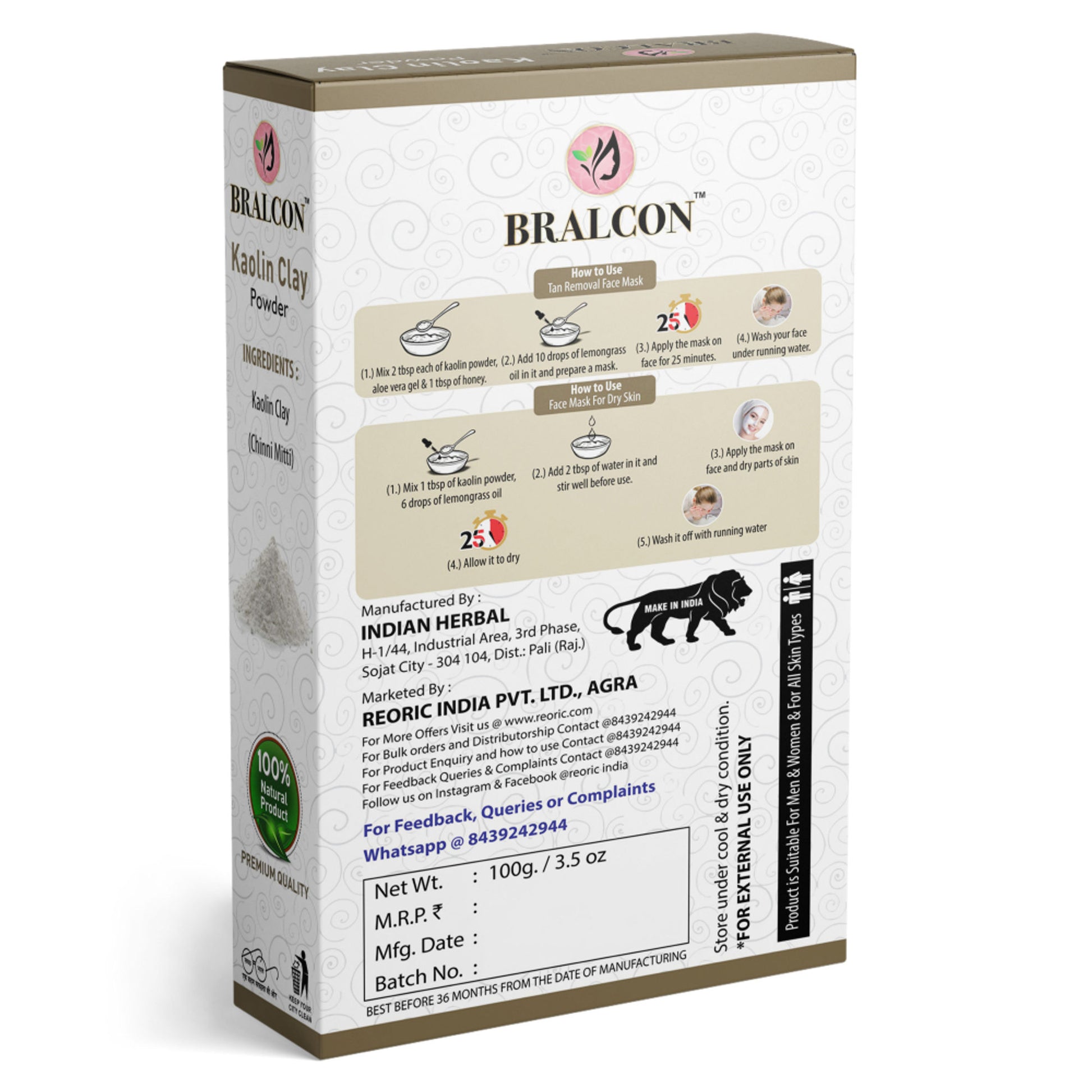 BRALCON Kaolin Clay Powder