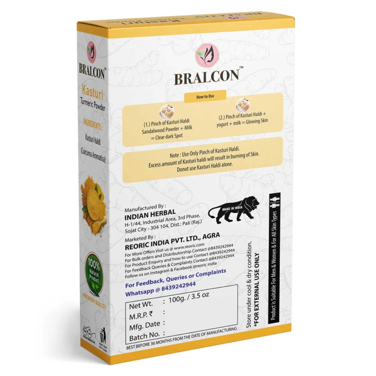 BRALCON Kasturi Haldi Powder