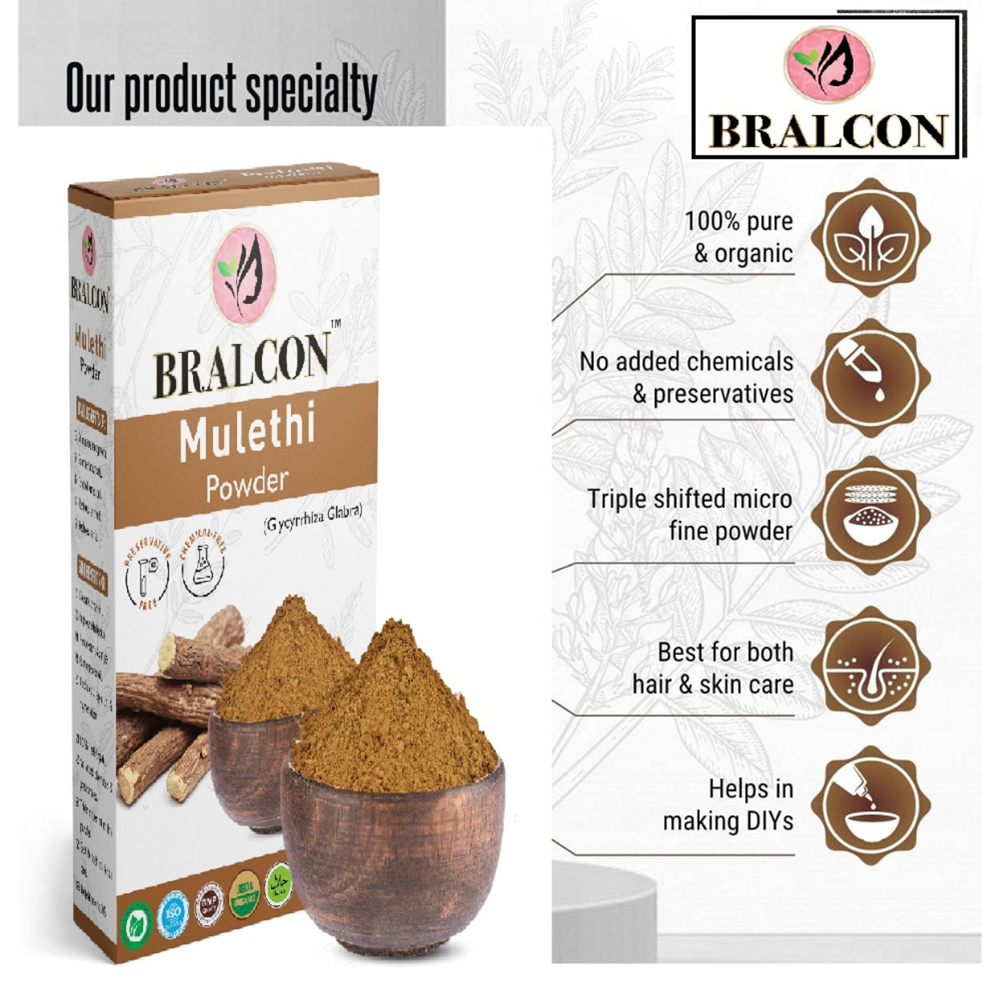 BRALCON Organic Mulethi Powder