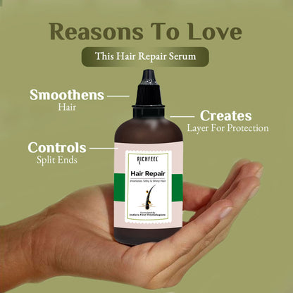 Richfeel Hair Repair Serum - Frizz-Free, Smooth & Glossy Hair for All Types , Argan Oil & Vitamin E