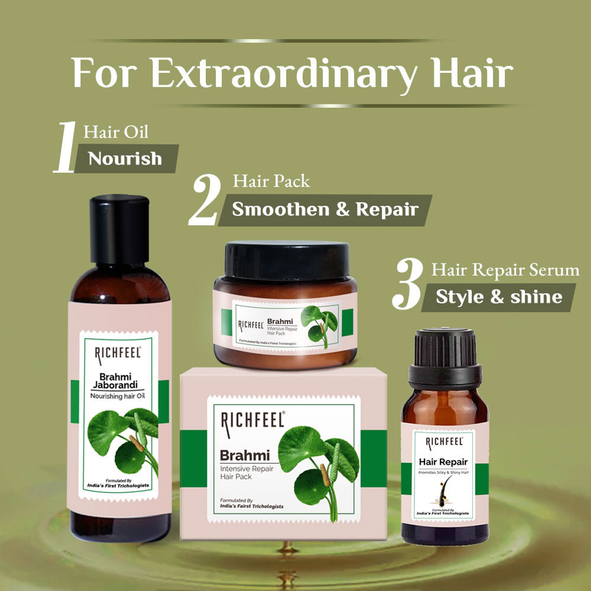 Richfeel Hair Repair Serum - Frizz-Free, Smooth & Glossy Hair for All Types , Argan Oil & Vitamin E