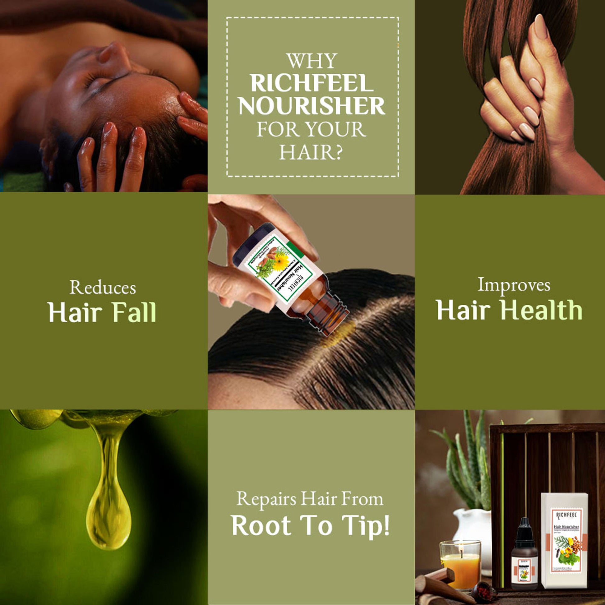 Richfeel Hair Nourisher Oil - Hair Fall Control & Growth Treatment, Trichologist-Developed Formula