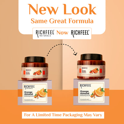 Richfeel Orange Almond Scrub - Brightening, Revitalizing, Gentle Exfoliation for All Skin Type